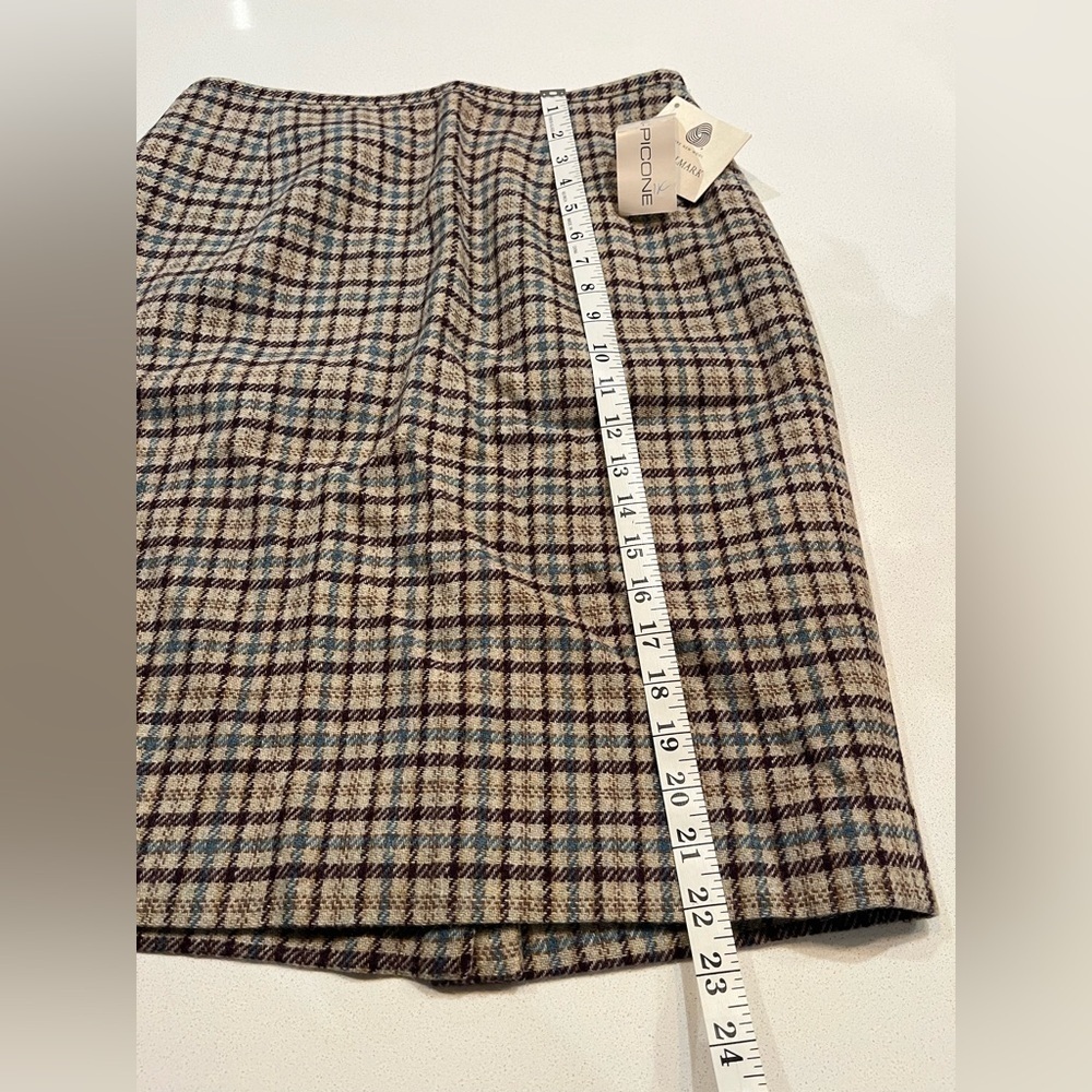 NEW Evan-Picone Wool Plaid Plum & Tan Pencil Skirt- 10 - Picture 8 of 8